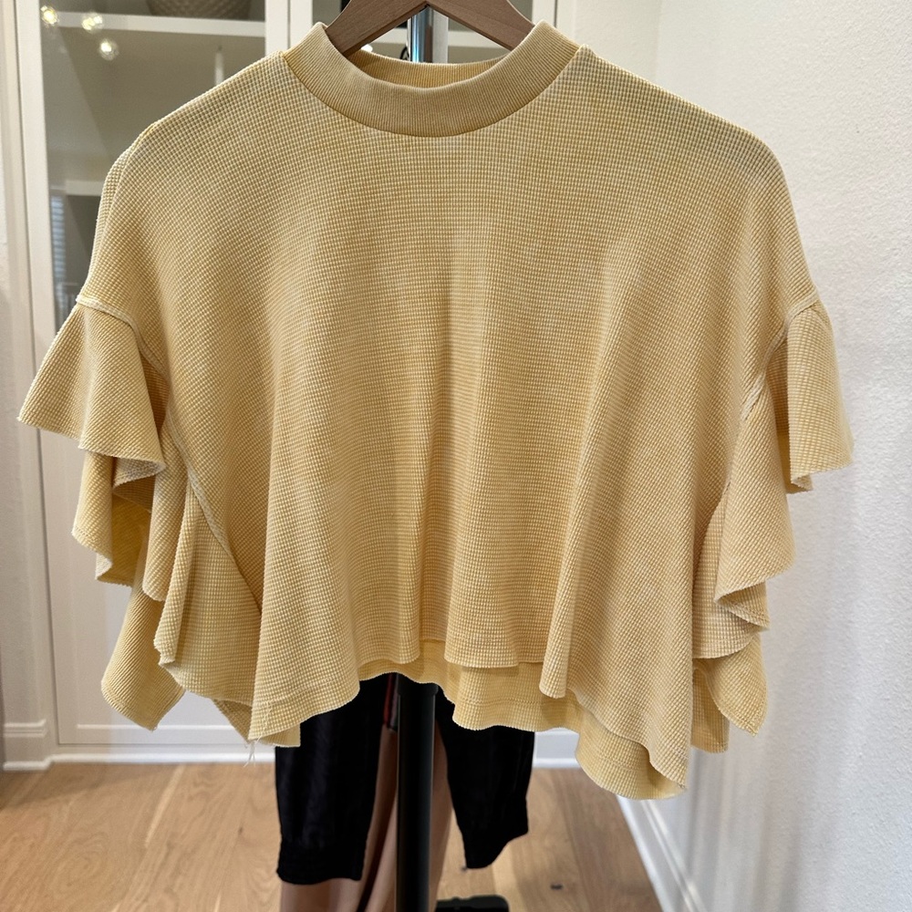 Altar'd State Cream Short Sleeve Top